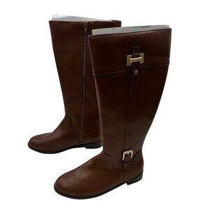 Karen Scott Riding Boots Faux Leather Zip Brown Size 8.5W